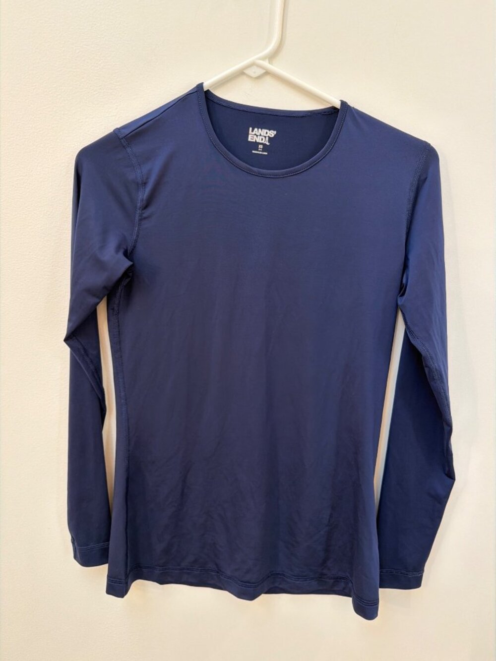 Lands End Womens Long-Sleeve Moisture-Wicking Shirt XS Navy